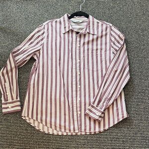 Striped Women’s Shirt - Maroon and White